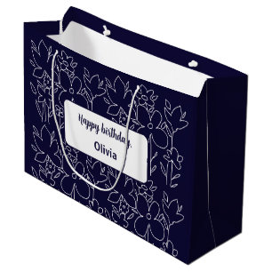Leuke witte wilde bloemen patroon monogram groot cadeauzakje