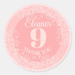 Leuke witte wilde bloemen patroon op roze ronde sticker