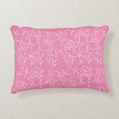 Leuke witte wilde bloemen patroon roze accent kussen (Voorkant)