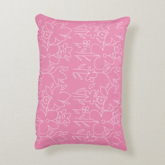 Leuke witte wilde bloemen patroon roze accent kussen (Achterkant (Verticaal))