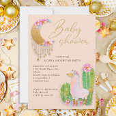 Leuke woestijn Boho Chic Cactus Llama Baby shower Kaart