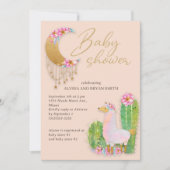 Leuke woestijn Boho Chic Cactus Llama Baby shower Kaart (Voorkant)