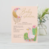 Leuke woestijn Boho Chic Cactus Llama Baby shower Kaart (Staand voorkant)