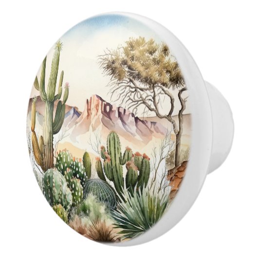 Leuke woestijn cactus liefhebbers keramische knop (Rechts)