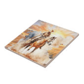 Leuke woestijn cactus paardrijden cowboy tegeltje (Zijkant)