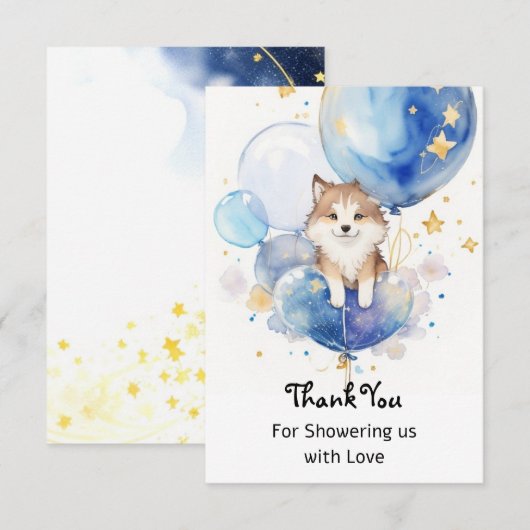 Leuke Wolf Baby shower Theme Bedankkaart (Voorkant / Achterkant)