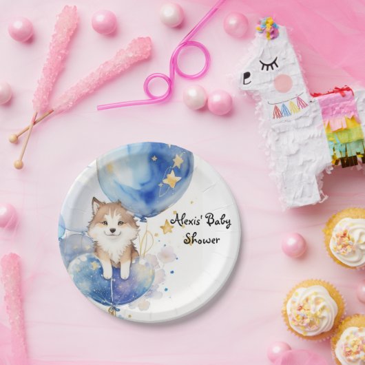 Leuke Wolf Baby shower Theme Papieren Bordje (Feest)