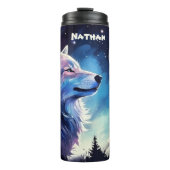 Leuke wolf liefhebbers voeg naam toe thermosbeker (Voorkant)