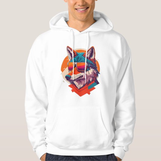 LEUKE WOLF MET ZONNEGLAS. HOODIE (Voorkant)