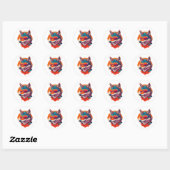 LEUKE WOLF MET ZONNEGLAS. RONDE STICKER (Vel)