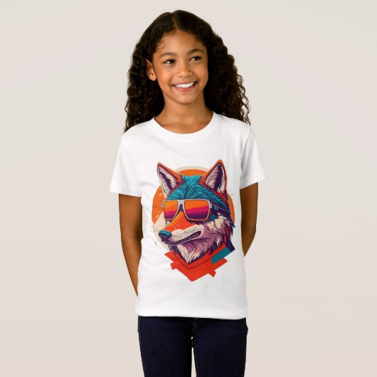 LEUKE WOLF MET ZONNEGLAS. T-SHIRT (Voorkant volledig)