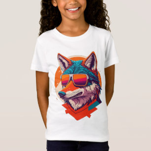 LEUKE WOLF MET ZONNEGLAS. T-SHIRT