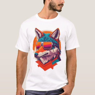 LEUKE WOLF MET ZONNEGLAS. T-SHIRT