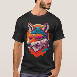 LEUKE WOLF MET ZONNEGLAS. T-SHIRT