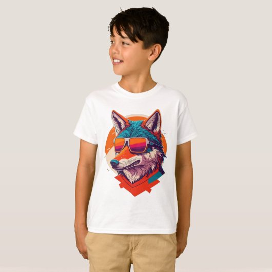 LEUKE WOLF MET ZONNEGLAS. T-SHIRT (Voorkant volledig)