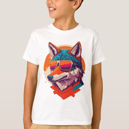 LEUKE WOLF MET ZONNEGLAS. T-SHIRT (Voorkant)