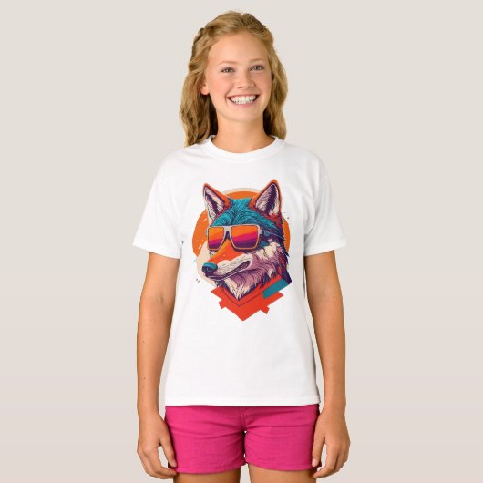 LEUKE WOLF MET ZONNEGLAS. T-SHIRT (Voorkant volledig)