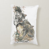 Leuke Wolf Moeder met "Moeders Stoel Alleen" Accent Kussen (Achterkant (Verticaal))