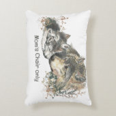 Leuke Wolf Moeder met "Moeders Stoel Alleen" Accent Kussen (Voorkant(Verticaal))
