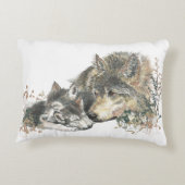 Leuke Wolf Moeder met "Moeders Stoel Alleen" Accent Kussen (Achterkant)
