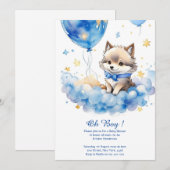 Leuke Wolf Waterverf Jongen Baby shower Uitnodigin Kaart (Voorkant / Achterkant)