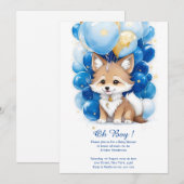 Leuke Wolf Waterverf Jongen Baby shower Uitnodigin Kaart (Voorkant / Achterkant)