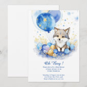 Leuke Wolf Waterverf Jongen Baby shower Uitnodigin Kaart (Voorkant / Achterkant)