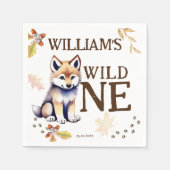 Leuke wolf welp wild een bosrijke verjaardagsfeest servet (Voorkant)