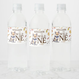Leuke wolf welp wild een bosrijke verjaardagsfeest waterfles etiket