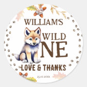 Leuke wolf welp wild een bosrijke verjaardagsgunst ronde sticker (Voorkant)
