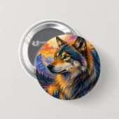 Leuke Wolf Zonsondergang Knop Ronde Button 5,7 Cm (Voorkant /achterkant)