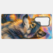 Leuke Wolf Zonsondergang Samsung Hoes Galaxy Hoesje (Achterkant horizontaal)