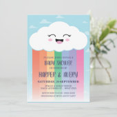 Leuke Wolk en Regenboog Baby shower Kaart (Staand voorkant)