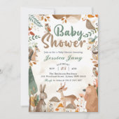 Leuke Woodland Animals Baby shower Party Kaart (Voorkant)