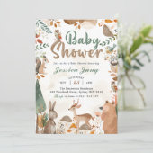 Leuke Woodland Animals Baby shower Party Kaart (Staand voorkant)