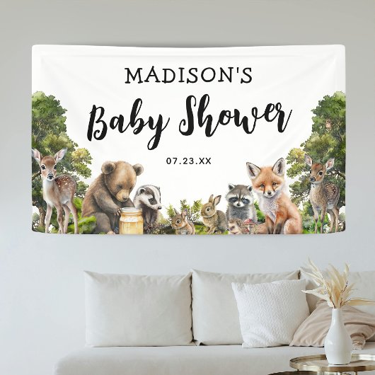 Leuke Woodland Animals Baby shower Party Spandoek