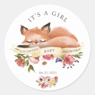 Leuke Woodland Animals Floral Het is een meisje St Ronde Sticker