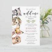 Leuke Woodland dieren meisje roze baby shower Kaart (Staand voorkant)