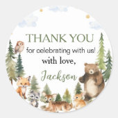 Leuke Woodland dieren verjaardag Ronde Sticker (Voorkant)