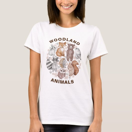 Leuke Woodland dieren verjaardag T-shirt (Voorkant)
