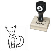 Leuke Woodland Fox Line Art Illustratie Tekening Rubberstempel (Gestempeld)