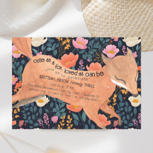 Leuke Woodland Fox Waterverf Bloemen 3e Verjaardag Kaart