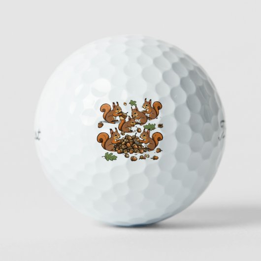 Leuke Woodland Squirrel Illustratie Golfballen (Voorkant)