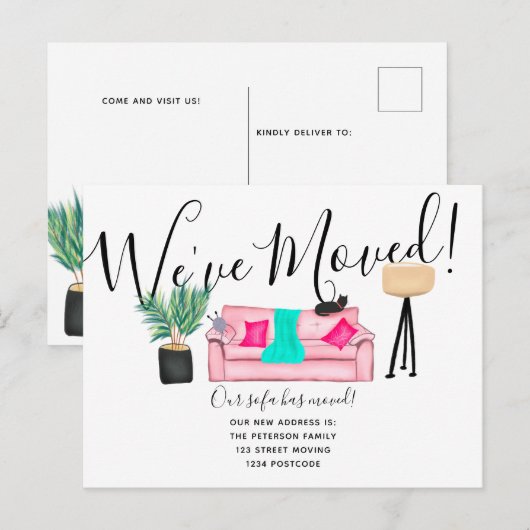 Leuke woonkamer illustratie bewegende aankondiging (Voorkant / Achterkant)