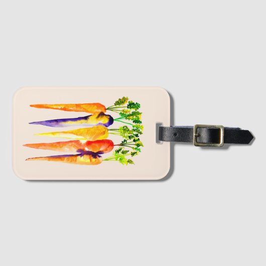 Leuke wortelen waterverf kunst bagagelabel (Voorkant (horizontaal))