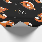 Leuke yoga vossen grappig zwart cadeaupapier (Hoek)