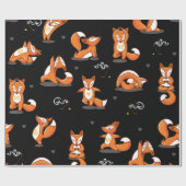 Leuke yoga vossen grappig zwart cadeaupapier (Vlak)