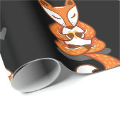 Leuke yoga vossen grappig zwart cadeaupapier (Rol Hoek)