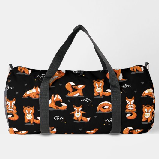 Leuke yoga vossen grappig zwart plunjezak (Achterkant)