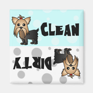 Leuke Yorkie Clean / Vuile Vaatwasser Magnet
